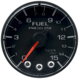 GAUGE; FUEL PRESS; 2 1/16in.; 15PSI; STEPPER MOTOR W/PEAK/WARN; BLK/BLK; SPEK