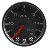 GAUGE; VOLTMETER; 2 1/16in.; 16V; STEPPER MOTOR W/PEAK/WARN; BLK/BLK; SPEK-PRO