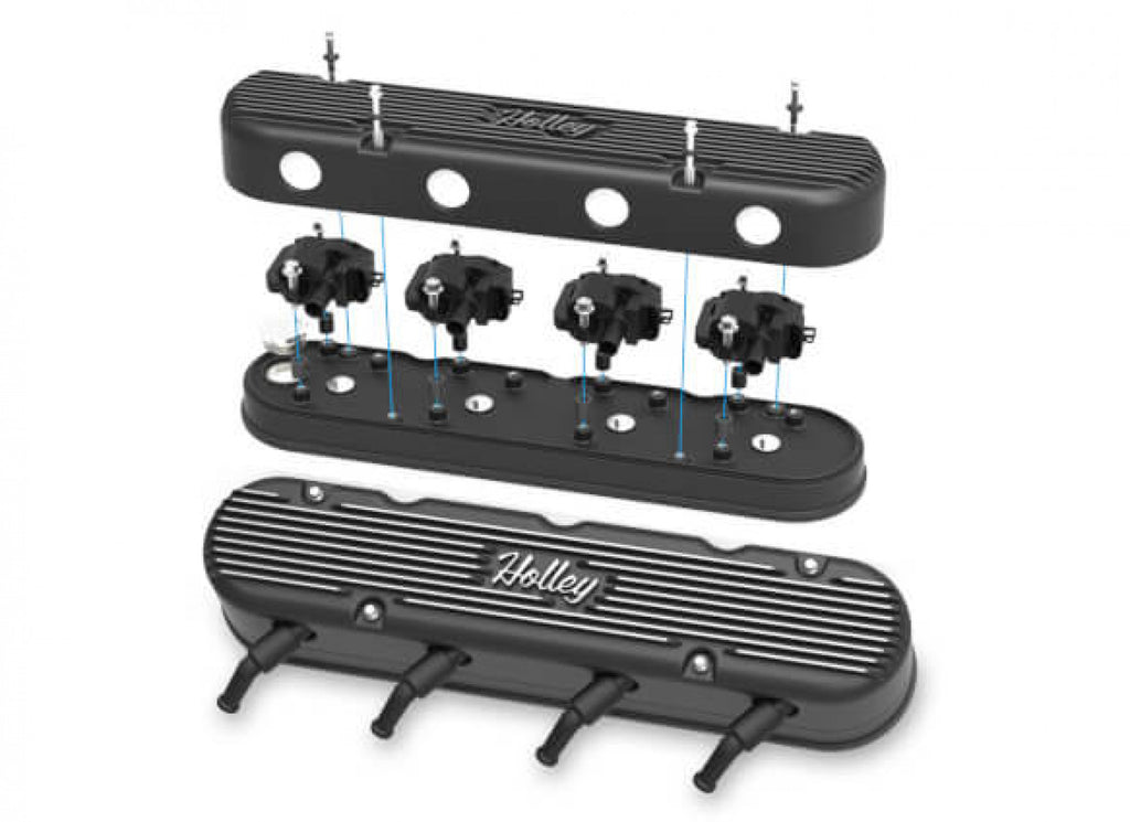 Holley 2-Piece Vintage Series Valve Cover - Gen III/IV LS - Satin Black Machined