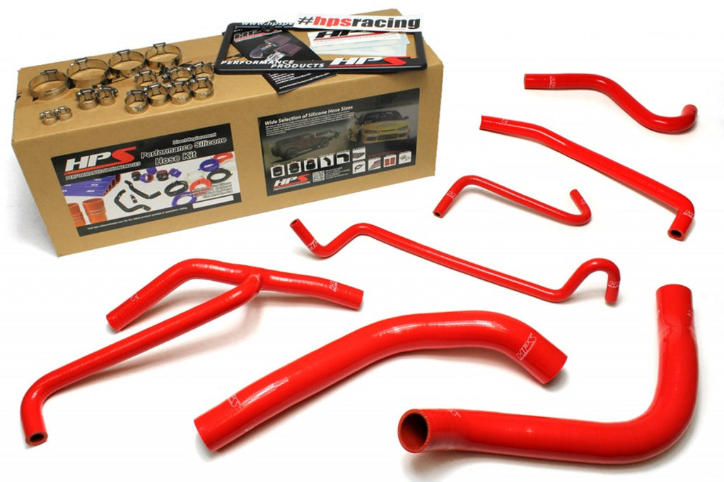 HPS Ford 11-14 Mustang 3.7L V6 High Temp Reinforced Silicone Radiator and Heater Hose Kit Coolant OEM Replacement - Red