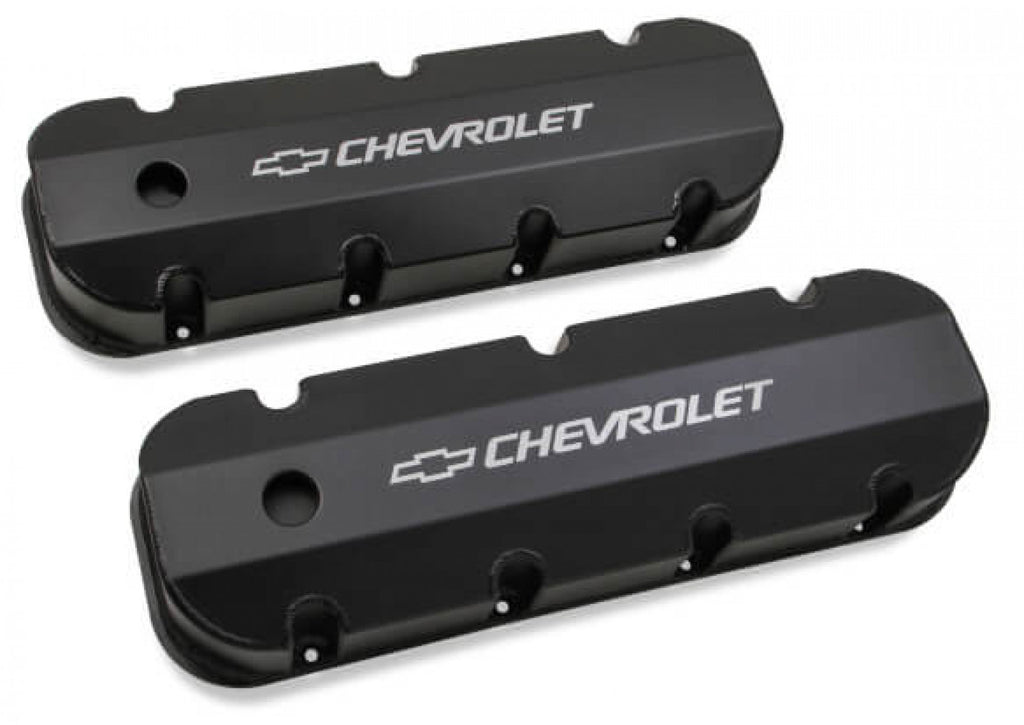 Holley GM Licensed Valve Cover - Track Series  - BBC - Fabricated Aluminum - Short Bolt - Black