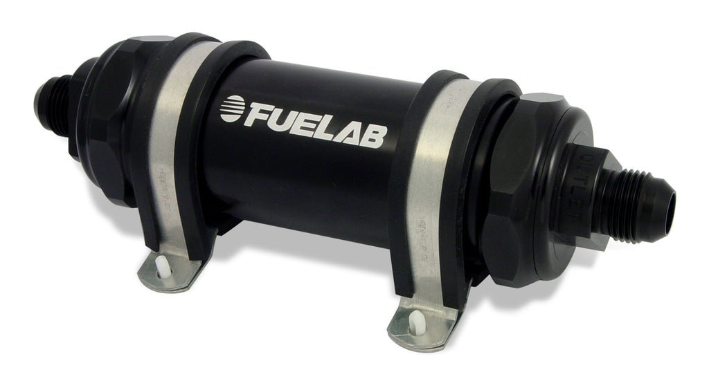 Fuelab 85811-1 In-Line Fuel Filter, Long with Integrated Check Valve 40 micron