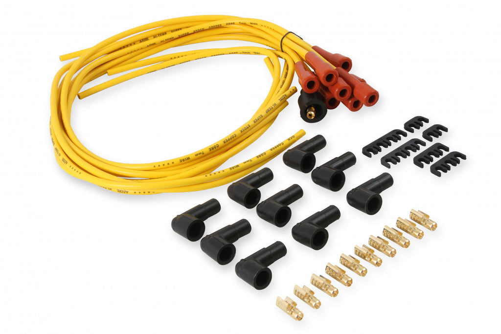 ACCEL Spark Plug Wire Set - 7mm - Super Stock with Copper Core - Universal Straight Boots - Yellow