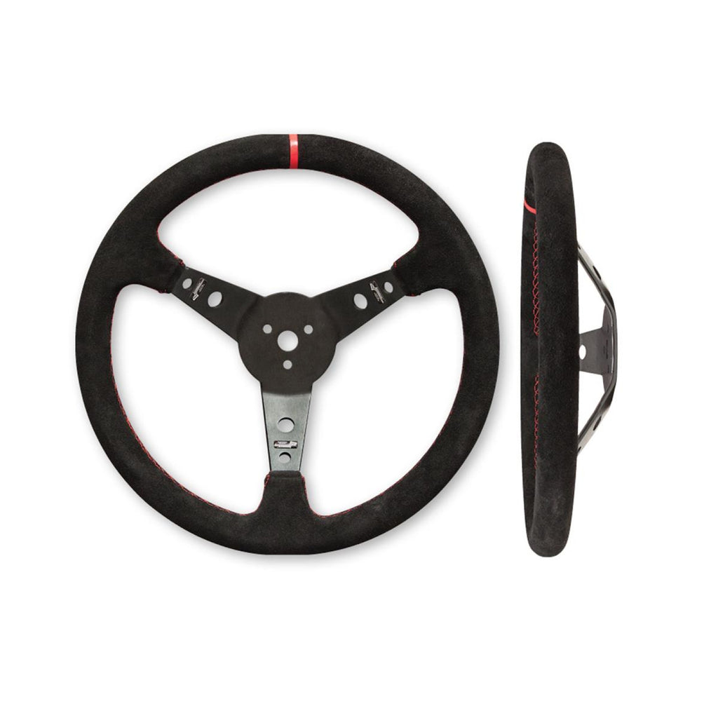 Longacre Suede Dished Steering Wheel - 15" Black