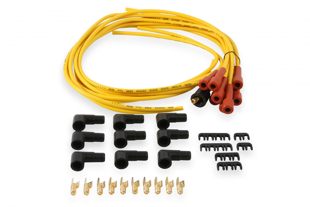 ACCEL Spark Plug Wire Set - 7mm - Super Stock with Copper Core - Universal Straight Boots - Yellow