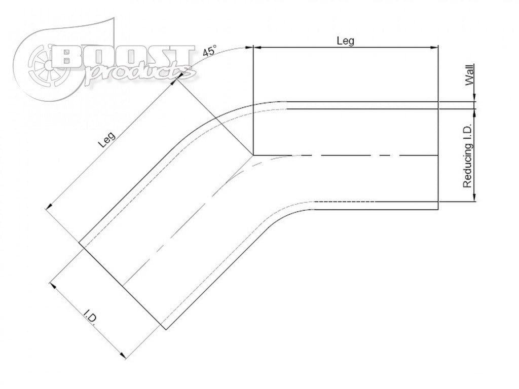 BOOST Products Silicone Reducer Elbow 45 Degrees, 1" - 3/4" ID, Black