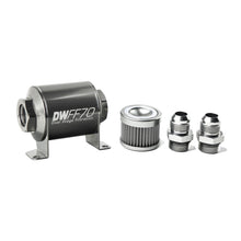 Load image into Gallery viewer, Deatschwerks In-line fuel filter element and housing kit, stainless steel 100 micron, -10AN, 70mm. Universal