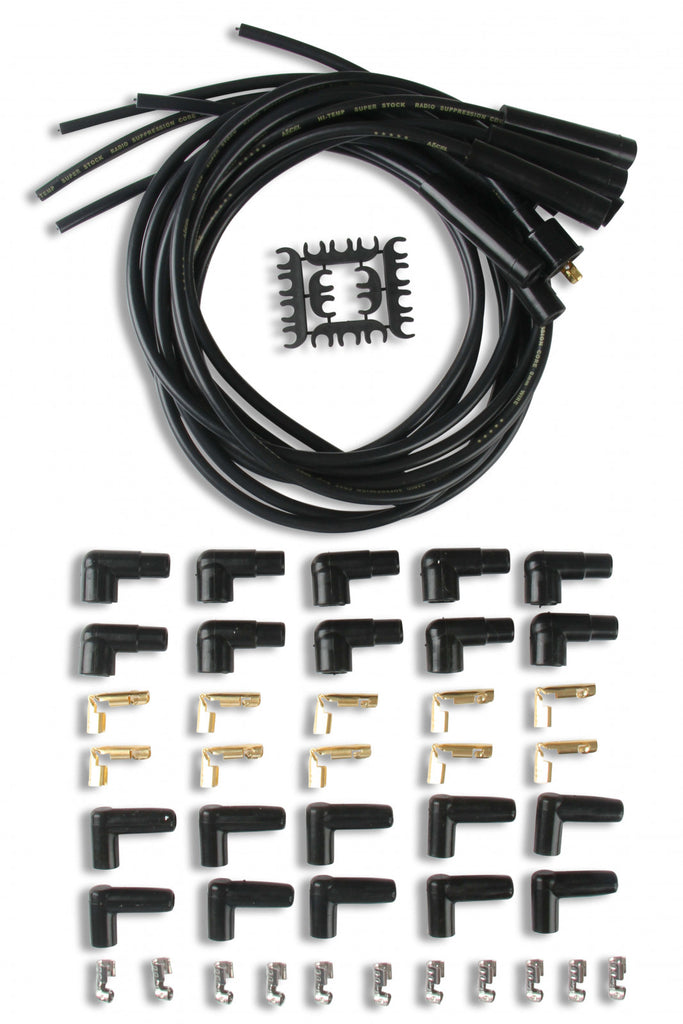 ACCEL Spark Plug Wire Set- 8mm - Black Wire with Black Straight Boots