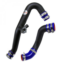 Load image into Gallery viewer, HPS Black Intercooler Charge Pipe Hot and Cold Side with blue hoses 17-102WB