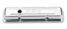 Load image into Gallery viewer, Holley Embossed Valve Cover - SBC - Stamped Steel - Chrome