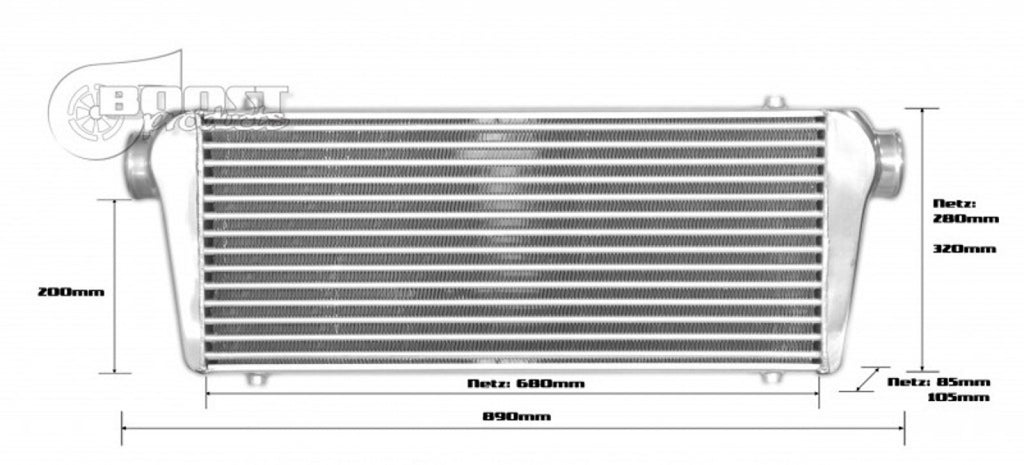 BOOST Products Competition Intercooler 1300HP 28" x 12" x 4" with 3" I/O OD